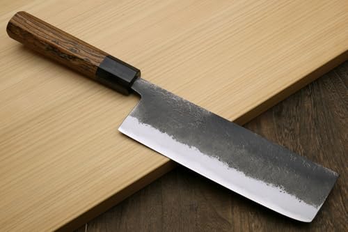 Nashiji High Carbon White Steel #2 Japanese Nakiri Vegetable Knife with Cocobolo Wood Handle