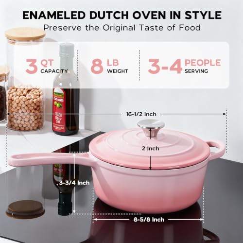 3QT Enameled Cast Iron Saucepan