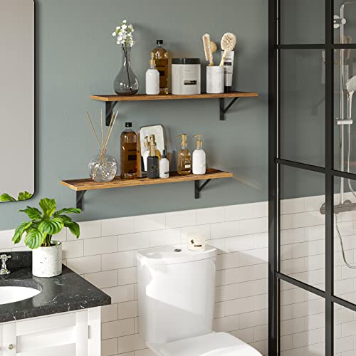 Wall Shelves 23.6" Long Floating Shelves with Metal Brackets (2 Count)
