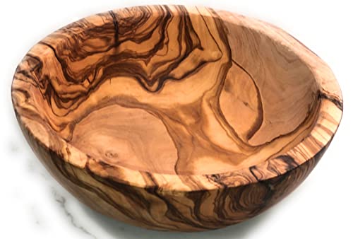 10" Artisan Olive Wood Serving Bowl Exotic Centerpiece or Serving Piece for Salads