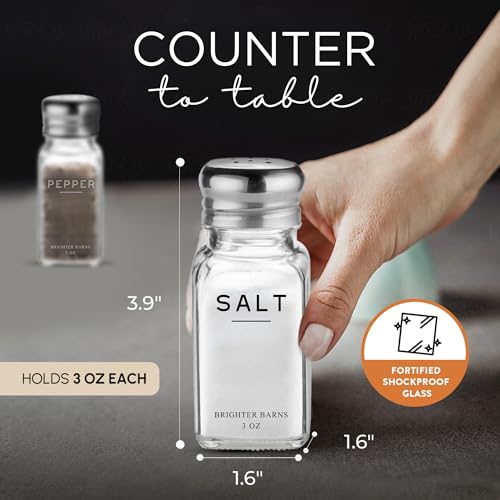 Glass Salt and Pepper Shakers Set by Brighter Barns (2 Count)