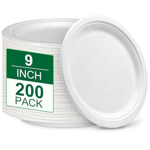 9 inch Disposable Paper Plates 200 Pack (200 Count)