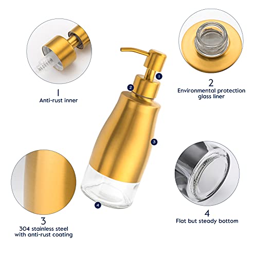 Gold Soap Dispenser with Coaster and Stickers