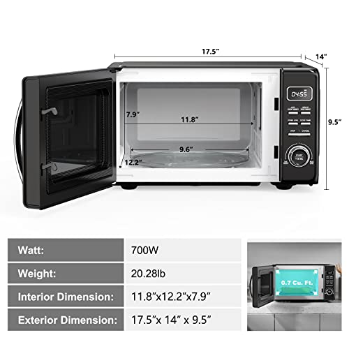 GLCMKZ07BKR07 Retro Countertop Microwave Oven with Auto Cook & Reheat