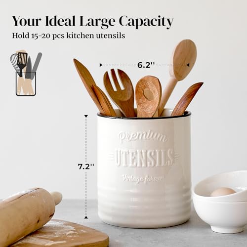 7.2" Large Ceramic Utensil Holder for Kitchen Counter