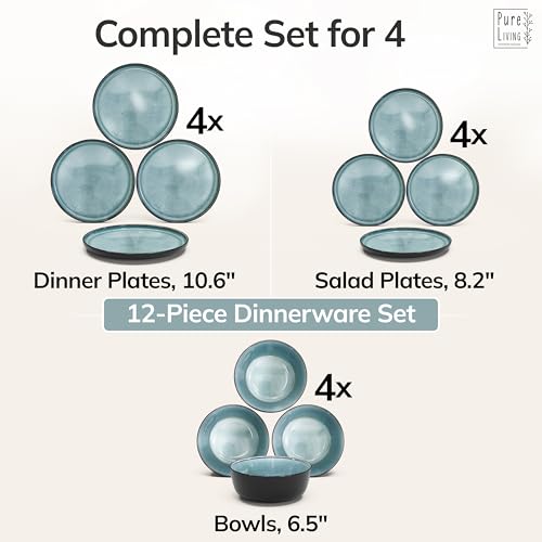 12 Piece Stoneware Dinnerware Set for 4 (12 Count)