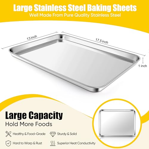 1PC 18 x 13 Inches Stainless Steel Half Baking Sheet Pan (3 Count)