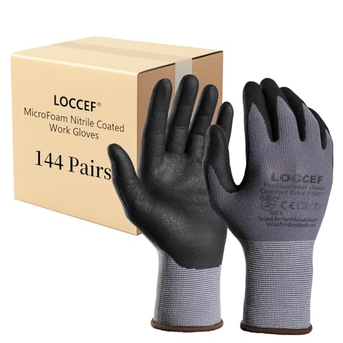 Safety Work Gloves MicroFoam Nitrile Coated (144 Count)