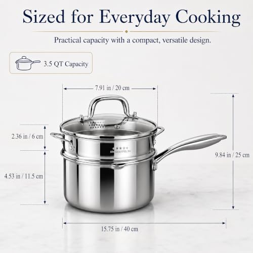 Tri Ply Stainless Steel Pot with Steamer