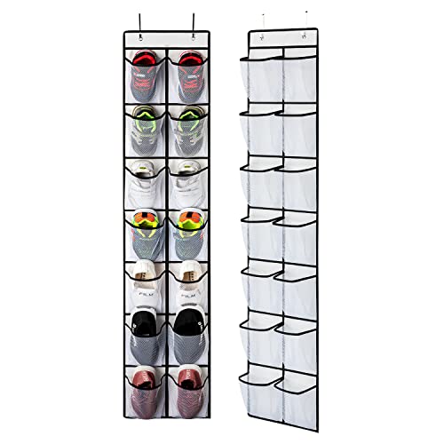2 Pack White 14 Pockets Over the Door Shoe Organizer (2 Count)