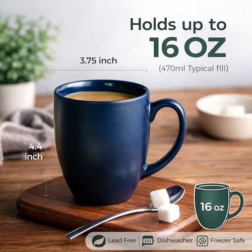 16 oz Coffee Mugs Set of 6 (6 Count)
