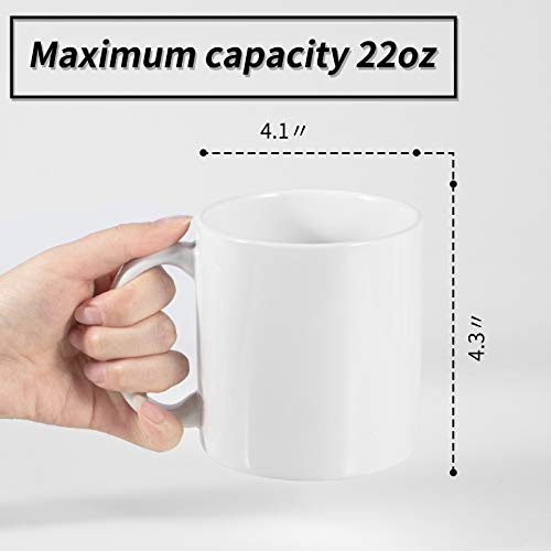 22oz white Super Large Ceramic Coffee Mugs Large Handles Set of 4 (4 Count)