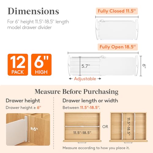 6" Tall Drawer Dividers (12 Count)