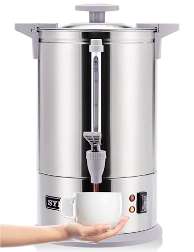 SR-CP-100B Commercial Grade Stainless Steel Percolate Coffee Maker Hot Water Urn for Catering, 100-Cup 16 L, Grey