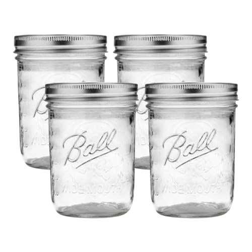 Wide Mouth Glass Mason Jars with Lids and Bands