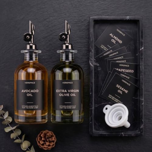 Clear Glass Olive Oil Dispenser Bottles For Kitchen (2 Count)