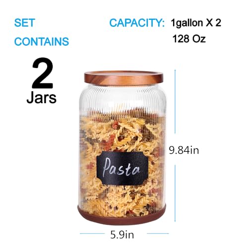 Striped Borosilicate Glass Airtight Canisters (2 Count)