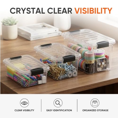 1.27 Quart Clear Plastic Storage Containers with Lids