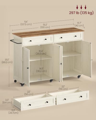 Mobile Kitchen Wooden Island Cart with Storage for Dining Room