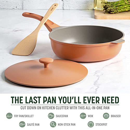 All-in-One Pan, Multilayer Nonstick Cookware Set, High-Performance Construction, Multipurpose Design Replaces Multiple Pots and Pans, Dishwasher Safe, 11-Inch, 4.4-Quart Capacity, Terracotta