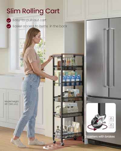 6 Tier Slim Rolling Storage cart with Wheels