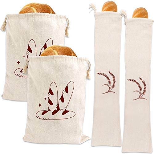 4 Packs Linen Bread Bags for Homemade Bread (4 Count)
