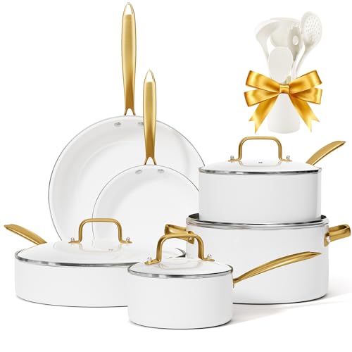 Ceramic Cookware Set 16 Pcs Pots and Pans Set Non Stick