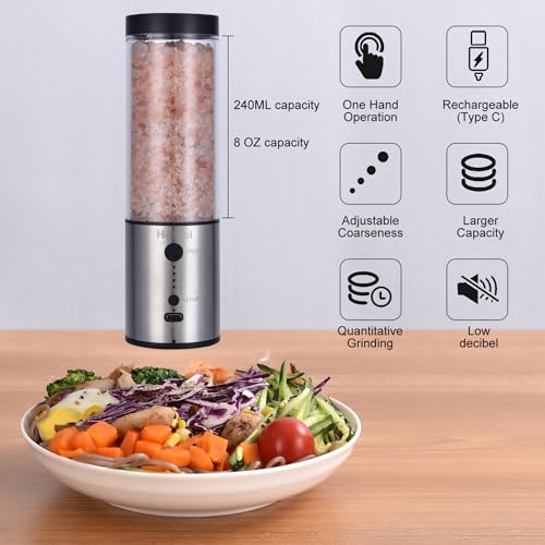 8oz Rechargeable Electric Salt and Pepper Grinder Set (2 Count)