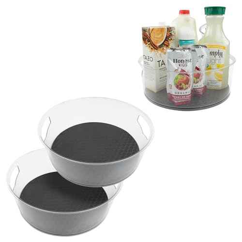 Extra Large High Wall Turntable 12.25 in Pack of 2 Charcoal Gray XL Tall Lazy Susan Rotating Organizer for Kitchen Countertop Bath Cabinet Refrigerator Pantry Shelf Under Sink Organization (2 Count)