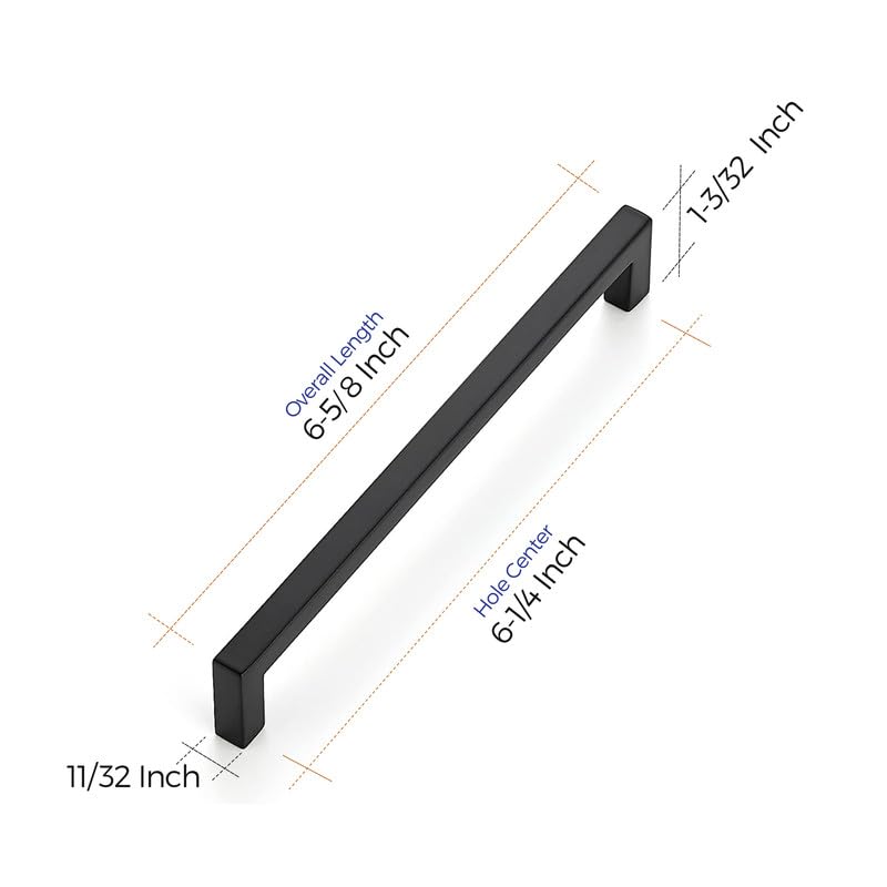 Matte Black Cabinet Handles Solid Cabinet Pulls 6 (10 Count)