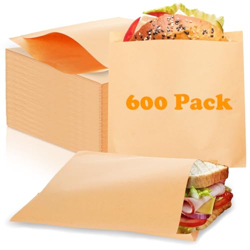 600 Pack Paper Sandwich Bags 10x10 inch Wax Paper Bags for Bakery (600 Count)