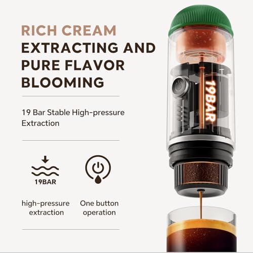 2-in-1 Portable Espresso Maker For Nespresso Pod＆Ground,Green (2.09 Ounce)