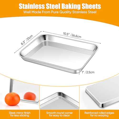 10x8 Inches Small Stainless Steel Baking Sheet Set of 4 (3 Count)