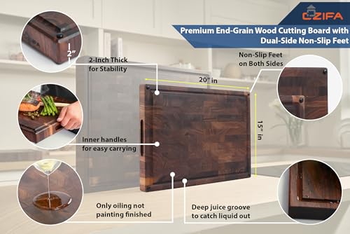 American Black Walnut Wood Cutting Board 20"x15"x2" Large