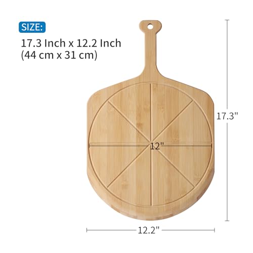 12” Bamboo Pizza Peel with 8 Slice Grooves