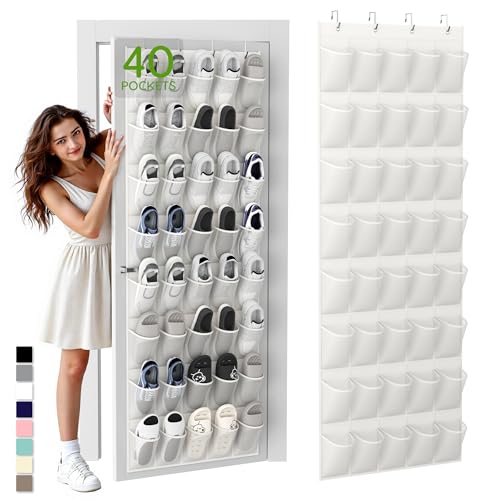 Over the Door Shoe Organizer with 40 Large Breathable Mesh Pockets