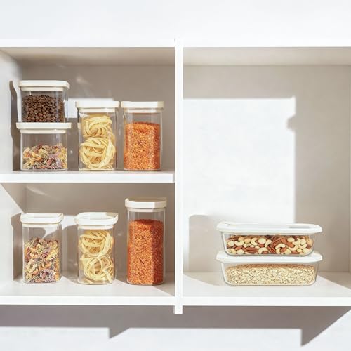 Glass Food Storage Jar with Glass Lid in Ractangle Shape (3 Count)