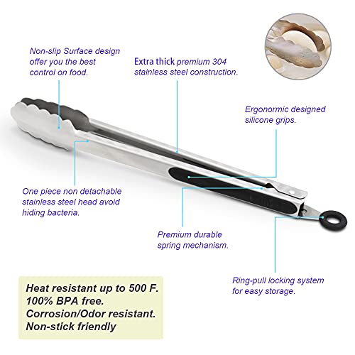 304 Stainless Steel Kitchen Cooking Tongs