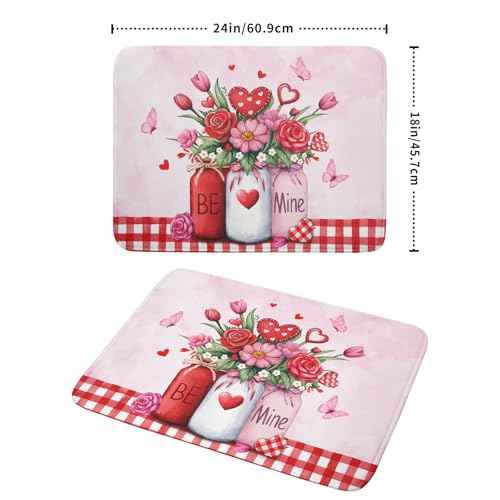 Rose Vase Dish Drying Mat 18x24 inch Romantic Floral Washable Absorbent Dish Dry Pad Fast Dry Drainer Rack Mats Kitchen Counter Accessories
