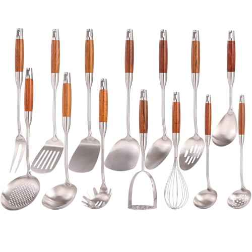 15” Metal Kitchen Utensils Set with RooseWood Handle
