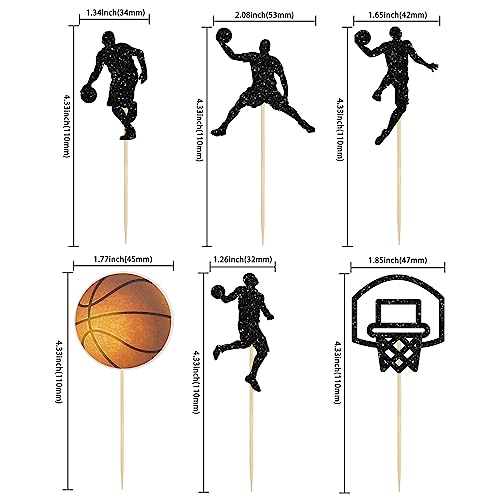 24Pcs Basketball Cupcake Toppers Star Sports Fan Basketball Backboard Cupcake Picks Baby Shower Players Sports Theme Birthday Party Cake Decorations Supplies (24 Count)