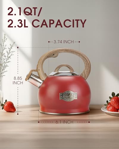 2.1 Qt Whistling Tea Kettle for Stovetop with Heat
