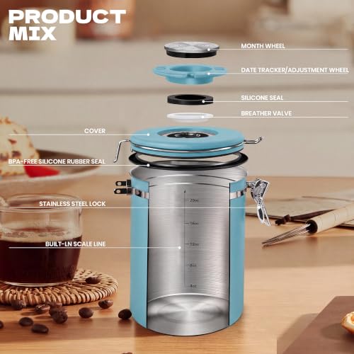 22 OZ Airtight Coffee Canister Stainless Steel (22 Count)