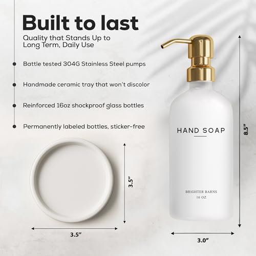 Luxury Glass Hand Soap Dispenser Bathroom Set by Brighter Barns