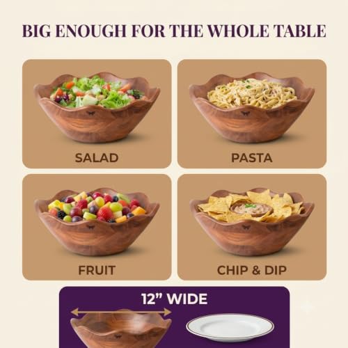 Wooden Salad Bowl Set (3 Count)
