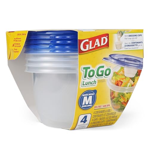 GladWare To Go Lunch Containers with Dressing Cup (4 Count)