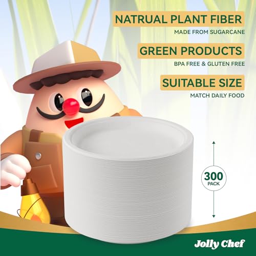 Compostable Heavy Duty Plates 9 Inch [300 Pack] Eco (300 Count)