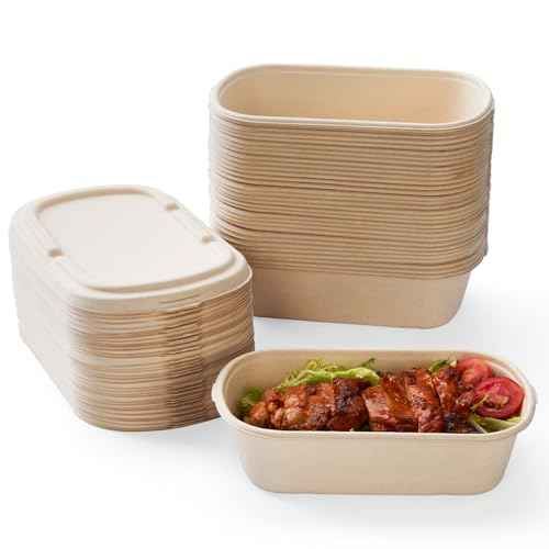 100% Eco Friendly] Disposable Food Containers with Lids (50 Count)