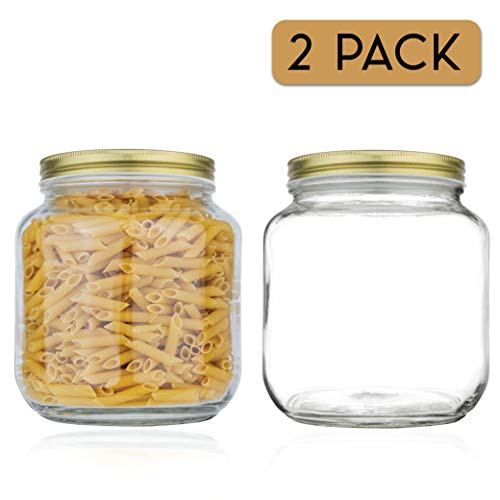 2 Pack Half Gallon Mason Wide Mouth Glass Jar with Airtight Metal Lid (2 Count)