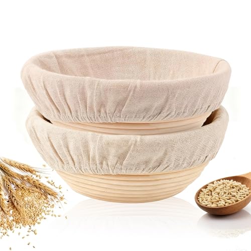 Banneton Bread Proofing Basket 10 Inch Sourdough Proofing Basket with Liner (4 Count)